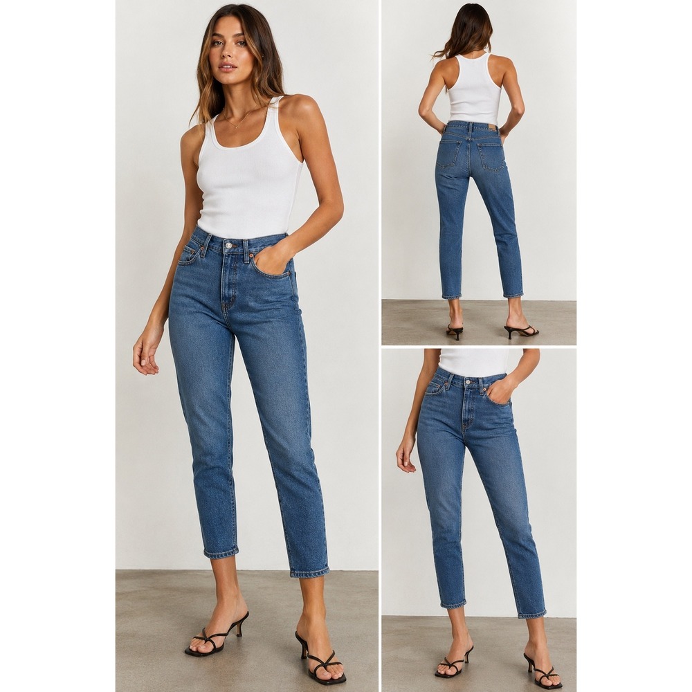 RE/DONE 90s High Rise Ankle Crop Jeans Blue Medium Wash Size 27